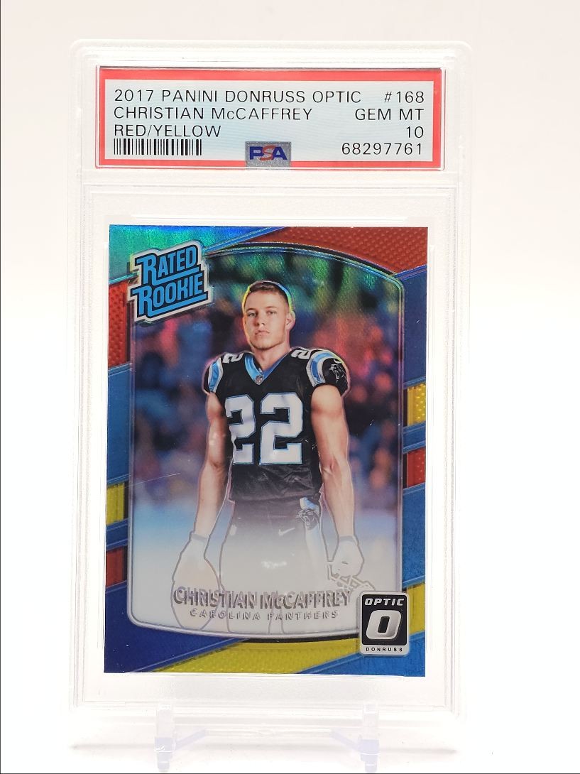 Christian McCaffrey Panini Donruss Optic #168 Red/Yellow