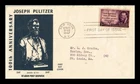 DR JIM STAMPS US COVER JOSEPH PULITZER FIRST DAY ISSUE SCOTT 946 SEALED OPEN TOP