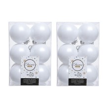 24 Winter White Christmas Baubles Shatterproof Luxury Tree Decoration 6cm White