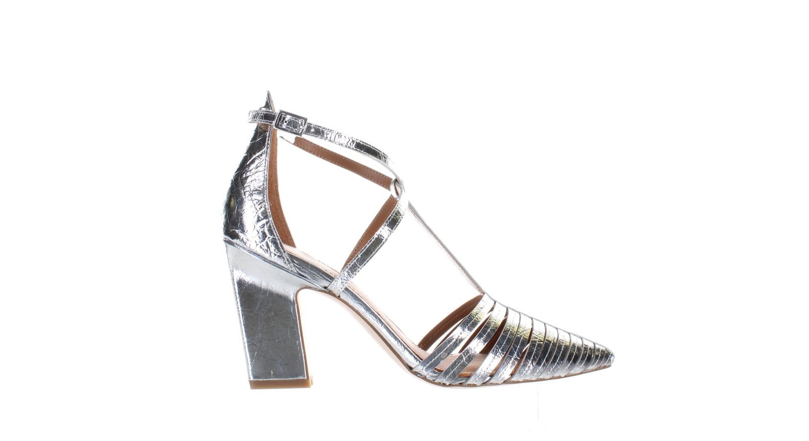 Franco Sarto Womens A-Saira Silver T-Strap Heels Size 7 (7720712)