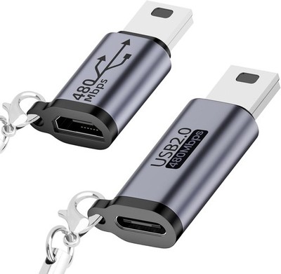 USB C/Micro auf Mini USB Adapter 2er-Pack, Typ-C Buchse auf Mini USB Stecker
