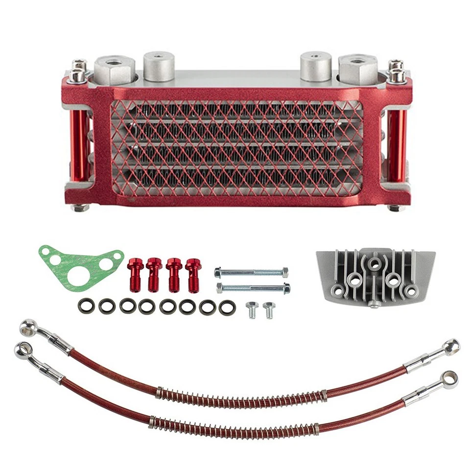 Kit de motor radiador de refrigeración enfriador de aceite rojo para motocicleta universal para CRF XR KLX Foto 3 de 4