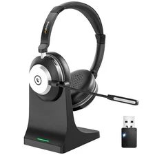 Wireless Headset with Mic for Work, Bluetooth Headset with Microphone (Noise ...