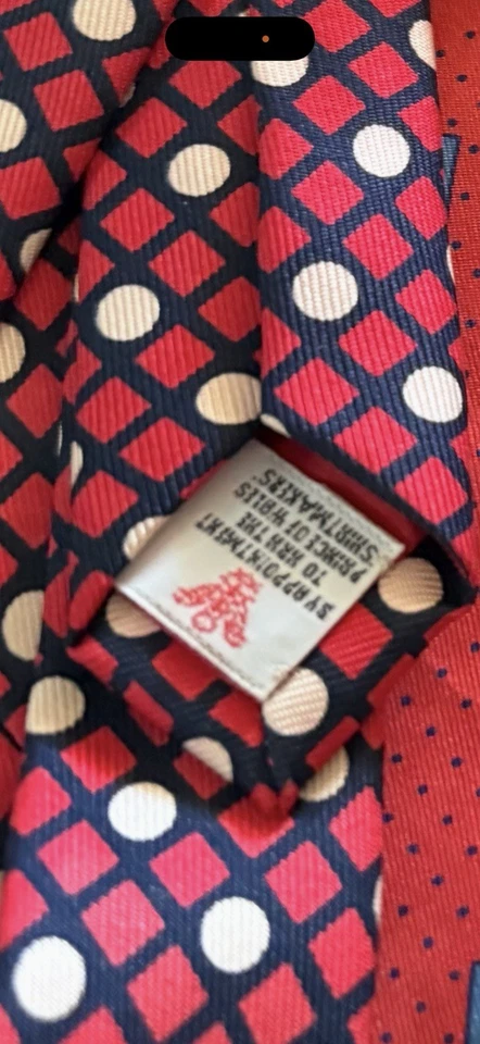 Antigo 2 Novo sem etiquetas Turnbull & Asser Gravatas Masculinas 100% Seda Quadrados e Pontos País de Gales Londres - Imagem 3 de 4