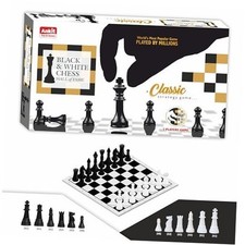 Black  White Chess Set   Durable, Portable Strategy Game Chess Black White