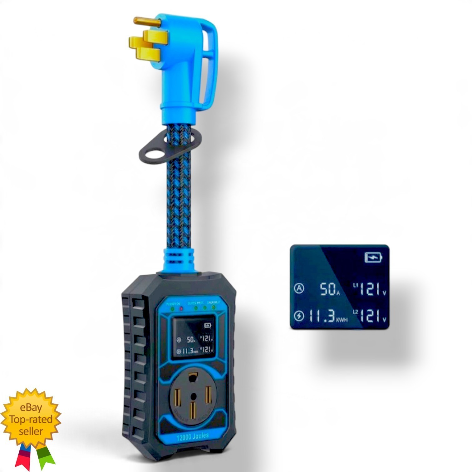 RV Surge Protector 50 Amp Smart LED Display 12000J Portable Circuit Analyzer