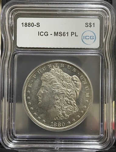 1880-S Silver Morgan Dollar ICG MS61 PL looks DMPL 63