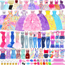 80 PCS Doll Clothes and Accessories 5 Wedding Gowns 9 Fashion Dresses 3 Tops 3 P