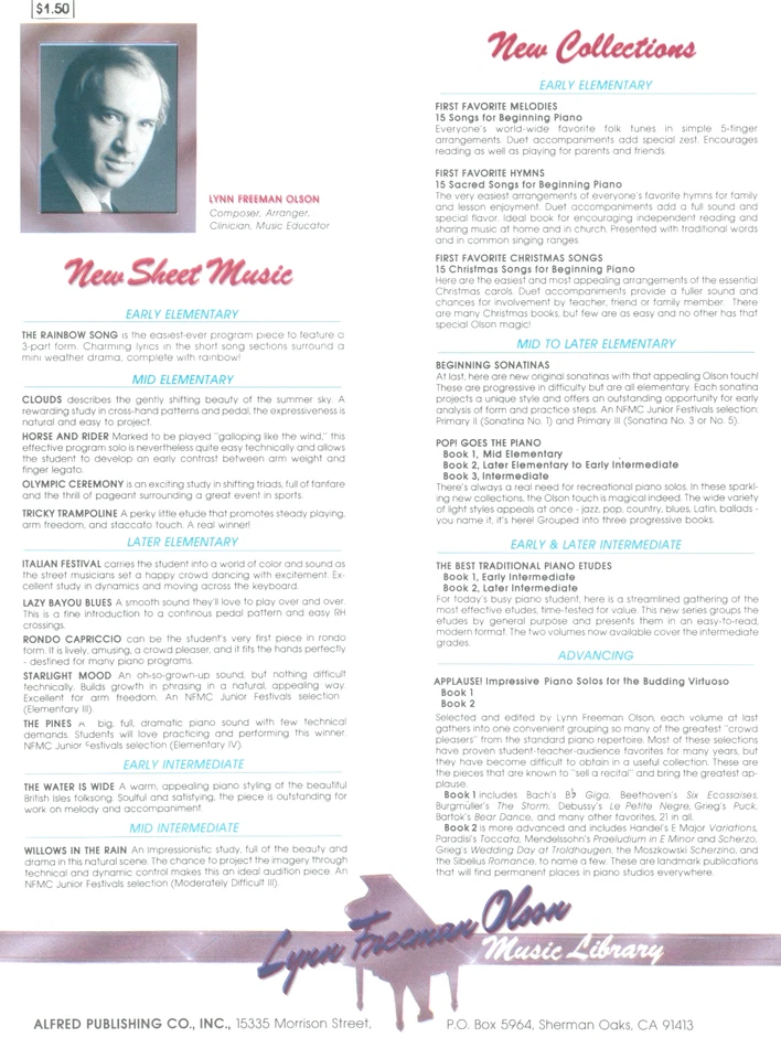 The Rainbow Song Early Elementary Piano Solo Sheet Music 1985 Lynn Freeman Olson - Image 3 of 3