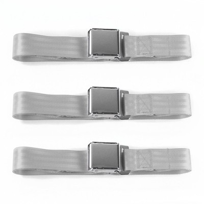 VW Type 1 1968 - 1983 Airplane 2pt Gray/Grey Lap Bench Seat Belt Kit - 3 Belts 
