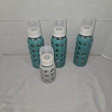 LifeFactory 9oz Glass Baby Bottle w/ Silicone Sleeve  Stage 3-9oz  1 Small