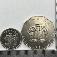 1989 Jamaica 50 & 5 Cents - Extra Fine Details Free Shipping