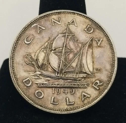 1949 Canada King George VI Ship Newfoundland Silver Dollar Coin #21988