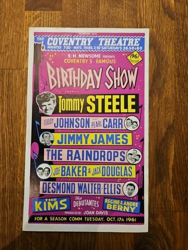 1961 Coventry Theatre Booking Form Tommy Steele - Imagen 1 de 7