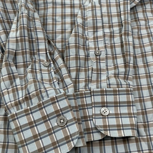 Camisa Ermenegildo Zegna Cuello Extendido Hombres Mediana Azul Marrón Vestido de Algodón a Cuadros - Imagen 11 de 12