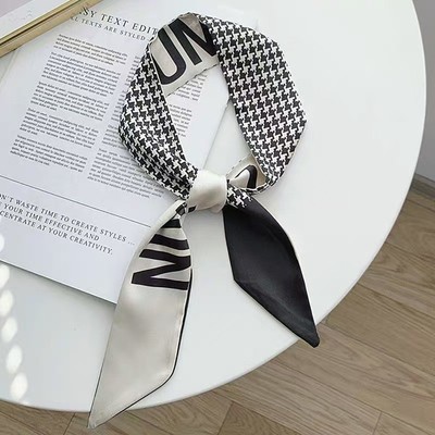 Women Narrow Long Scarf 190x4.5cm Polka Dot Tie Bag Ribbon Headband Choker