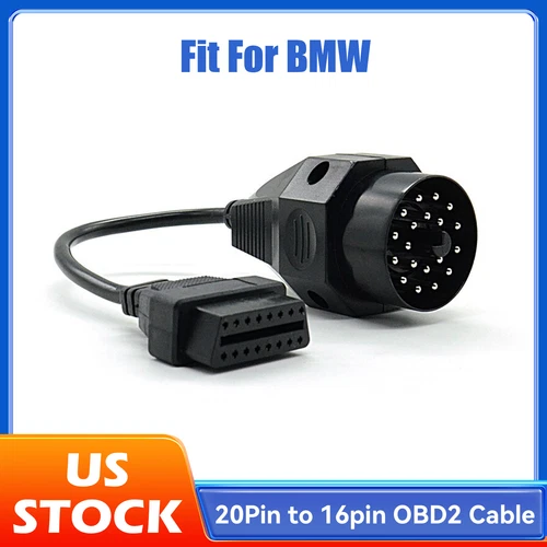 Fit for BMW 20 Pin to 16 Pin OBD2 Cable Female Diagnostic Connector Adapter Cord