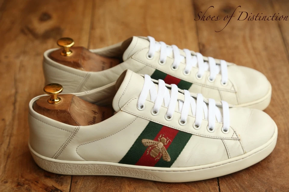 Baskets pliantes Gucci Ace en cuir blanc abeille hommes UK 9 US 10 EU 43 - Photo 4/4