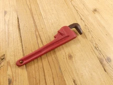 Hand Held Bottle Opener Cast Iron Pipe Wrench Red Beer Pop Soda Bar Handyman