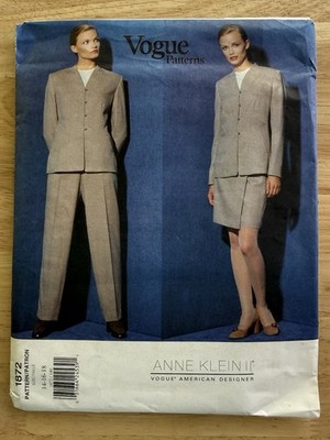 Vogue Anne Klein II Pattern 1872 Misses  Jacket, Skirt & Pants Size 14-18 UC FF