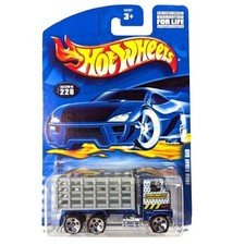 2000 Mattel Hot Wheels Ford Stake Bed Truck Blue Gray No. 228 Diecast Toy NIP