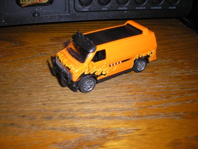 Nice 4 1/4'' GMC Vandura 1970's 1980's Chevy Panel Van Orange w/ Pull Back Action