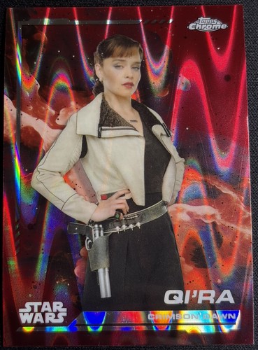 2024 Topps Chrome Star Wars Qi'Ra Red Blaster Raywave Refractor Card #150 SP