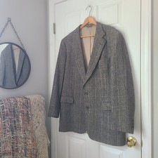 Vtg Jos A Bank 100 Silk Glen Plaid Sport Coat Blazer Sz 46L Classic Business