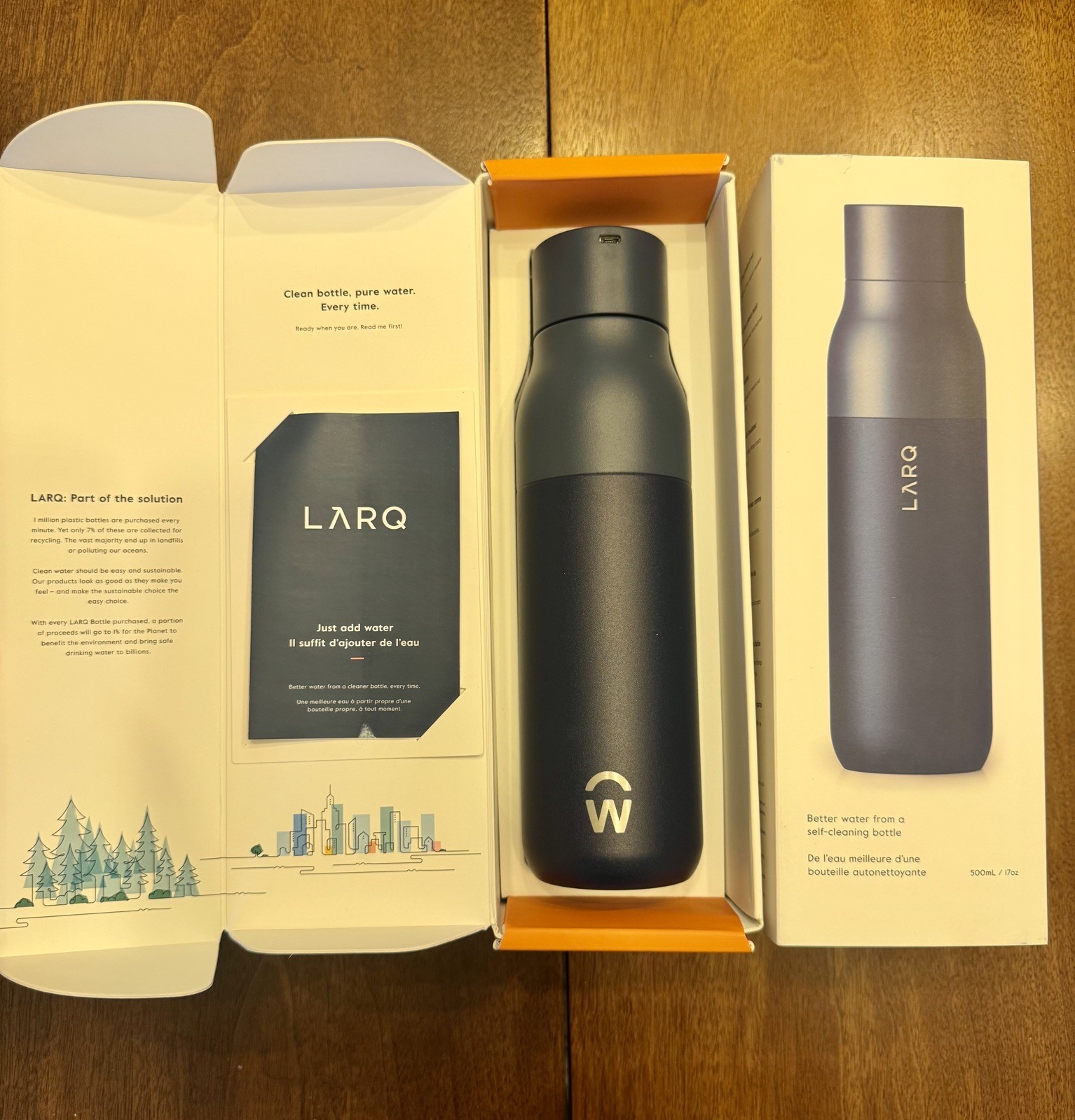 LARQ PureVis Self-Cleaning Water Bottle 17oz Insulated - Monaco Blue NEW