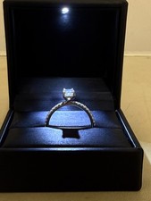Size S — 0.75ct Radiant Moissanite Ring | 10K Gold | Hidden Halo