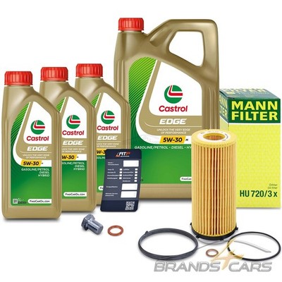 MANN-FILTER ÖLFILTER+8L CASTROL EDGE 5W-30 M FÜR BMW X5 E70 30d 40d