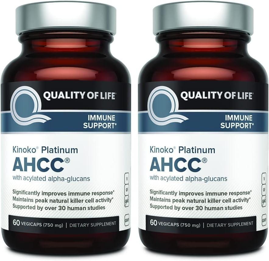 2Pack Quality of Life Labs, Kinoko Platinum AHCC, Immune Support, 750 mg,60 caps