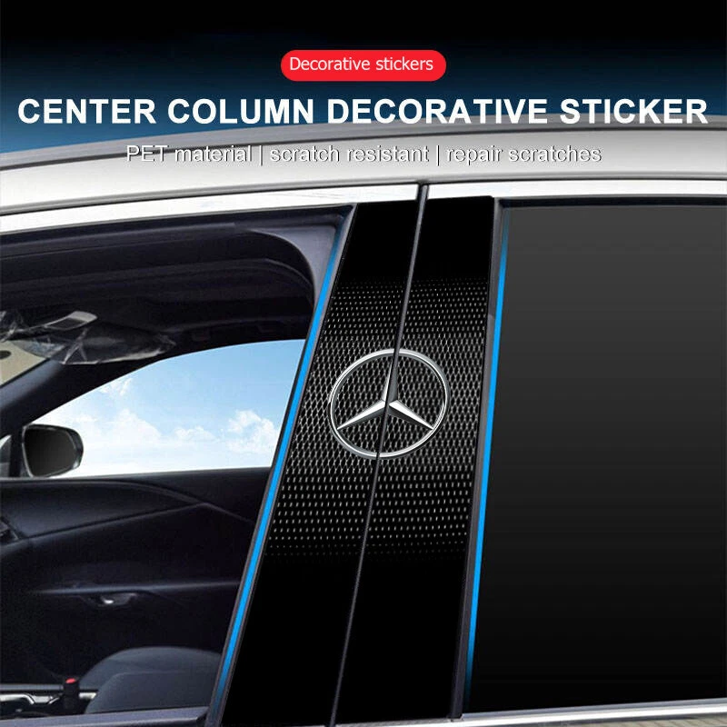 Car Window Center Pillar Sticker Trim B-pillar Cover Decals for Mercedes Benz