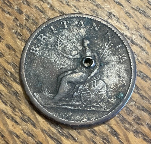 1807 Britain England 1/2 Penny King George III British Coin - 第 2/2 張圖片