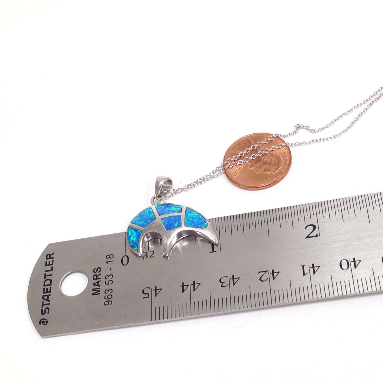 Solid 925 Sterling Silver Blue Fire Opal Inlay Al… - image 5