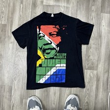 90s Vtg Nelson Mandela Power Of Good Free Mandela South Africa Graphic Shirt M