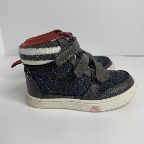 Carter's Kids Terry2 Boy's 7 High-Top Casual Sneaker Boots - Grey Wool Blend - Picture 4 of 14