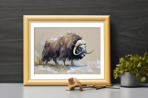 Majestic Arctic Musk Ox 5"x7" Print on Matte Paper | Textured Wildlife Artwork - Picture 9 of 17