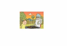 Rick and Morty, BBQ Scene, Licensed Original Artwork, Fridge Magnet, 2.5" x 3.5"