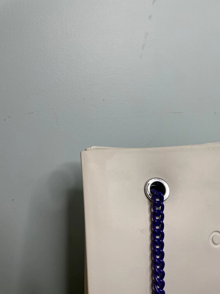 OBag Rubber White Tote Bag Handbag Double Chain Handles Classic Iconic - Image 3 of 4