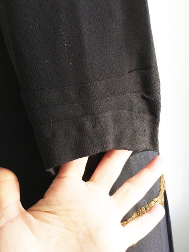 VTG 1930 1940s Black Crepe Evening Gown Sz M L - Picture 7 of 12
