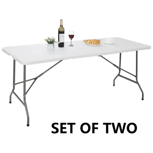 2PCS 6ft Folding Table Portable Indoor Outdoor Picnic Party Camping Tables