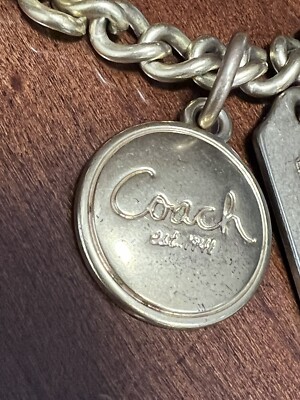 COACH Gold Tone Metal Horse & Carriage Key Chain Charms Fob 3