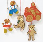 Teddy Bear Theme Birl Girl Car Toy Wood Wooden Vintage Flat Christmas Ornaments — photo 4