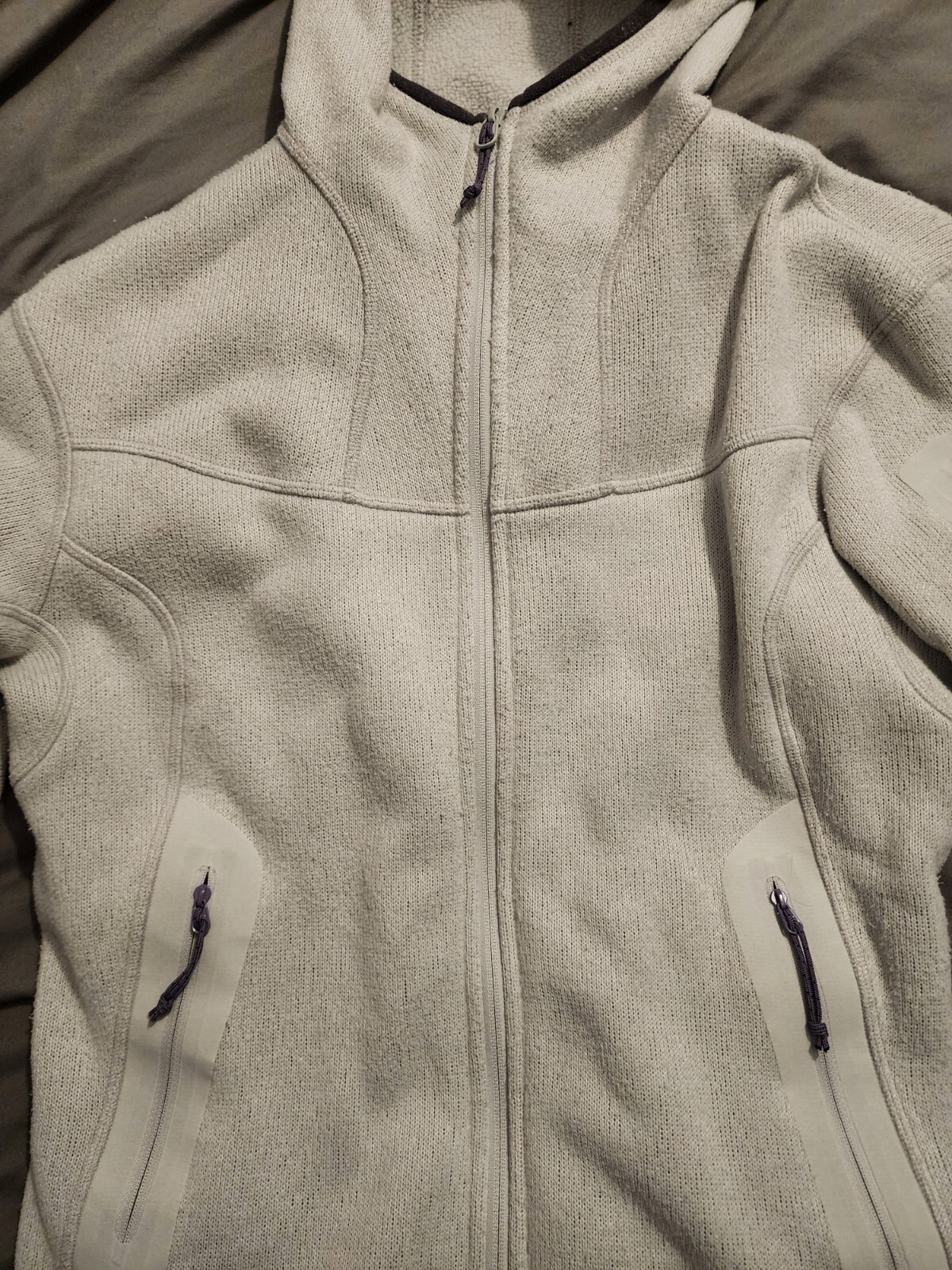 Arc'Teryx Covert Full Zip Fleece Felpa con Cappuccio Polartec Grigio Giacca Donna Taglia L