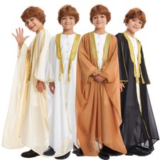 Muslim Children Kids Boys Dishdasha Thobe Kaftan Robe Islamic Abaya Saudi Jacket