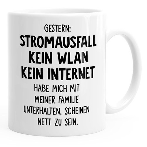 MoonWorks Herren T-Shirt Mit Spruch 'Gestern: Stromausfall, Kein WLAN, Kein Internet'