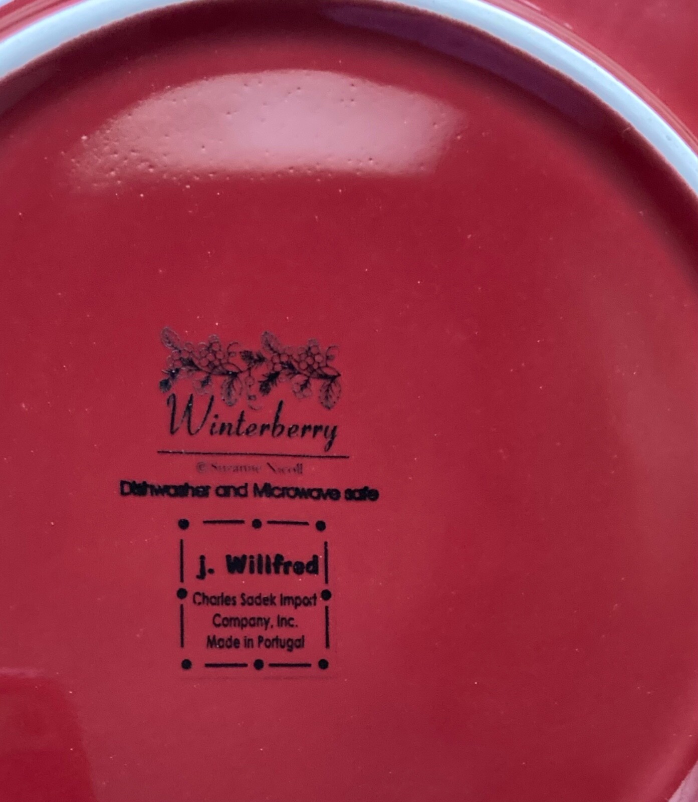 Jay Willfred Winterberry 8.5” Red Plate Embossed Berry Vine ~ Andrea Sadek ~