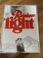 NOS Rainier Light Beer Framed Cardboard Foil Advertisement