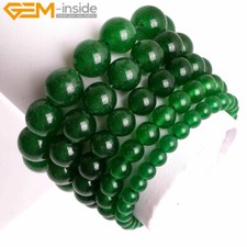 Round Green Jade Gemstone Beaded Bangle Jewellery Stretchy Bracelet 7.5" Unisex